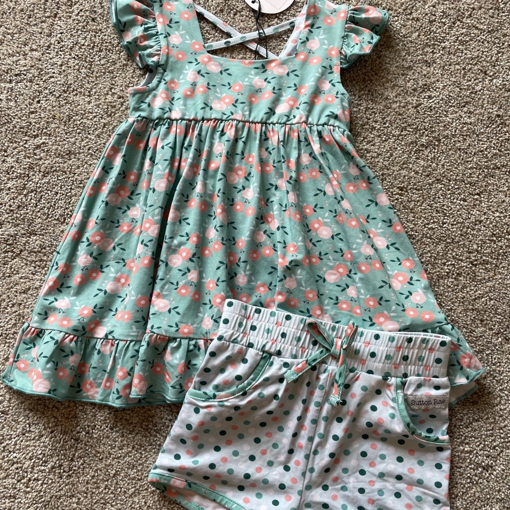 NEW Floral Top and Polka Dot Shorts Bamboo Set- Size 2